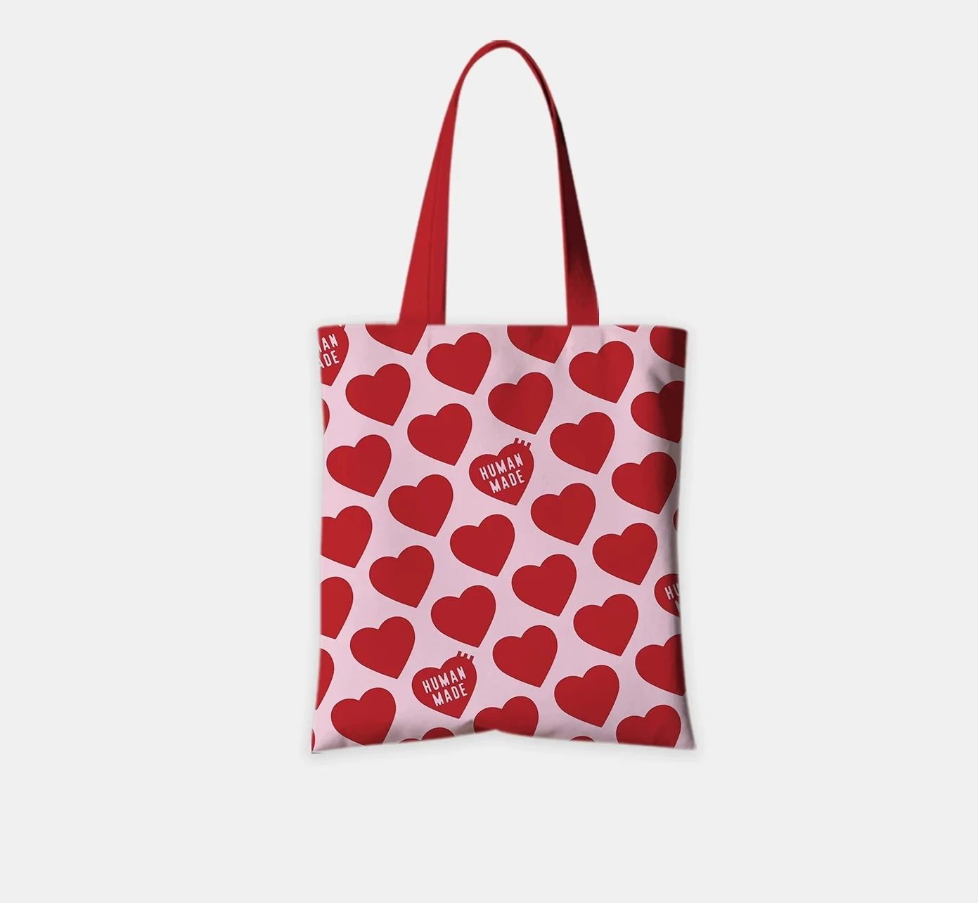 2026 Human Made Vertical Tote Bag Heart Print Canvas Eco Shopping Commute Phone