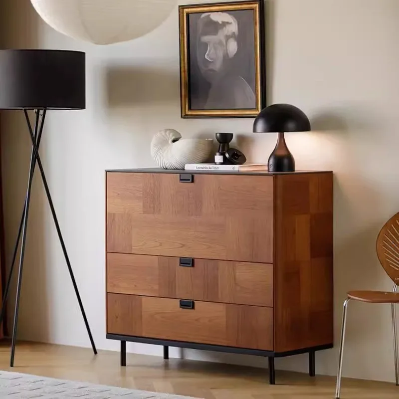 Medieval French retro solid wood chest cabinet, sofa TV cabinet, modern simple parquet edge cabinet