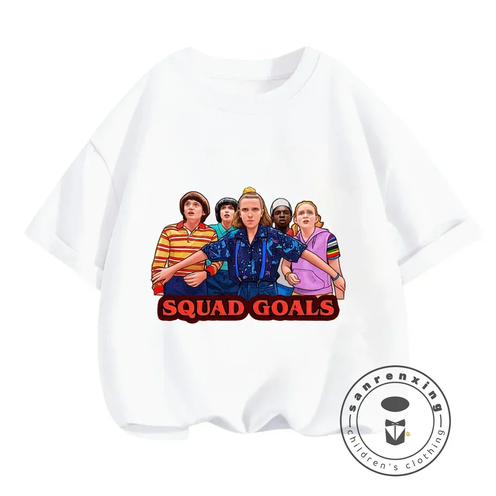 New in! Summer-ready Stranger Things Cartoon Prints Fashionable O-neck T-shirts for Boys and Girls Affordable Soft Stylish