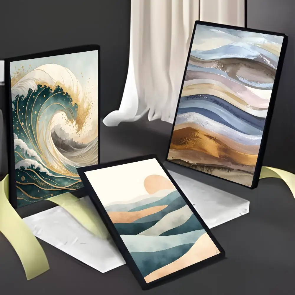 Aesthetic Artwork Abstract Waves Earth Tone Poster American Film Mural Home Childrens Room Wall Decor Print