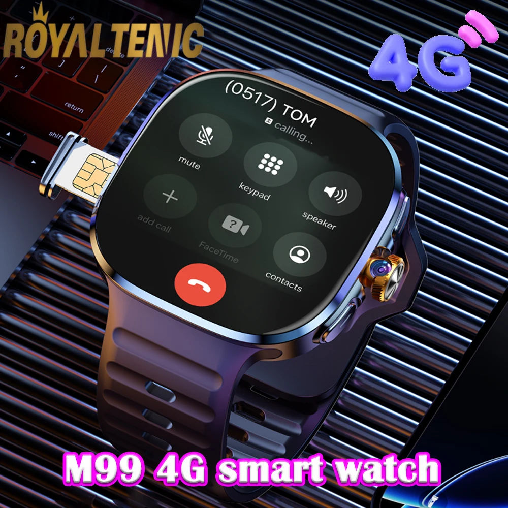

M99 4G 5G Full Netcom SmartWatch 2,4-дюймовый Amoled-экран с вставкой SIM-карты GPS WIFI 190 ° Вращающаяся камера для игры Android Смарт-часы