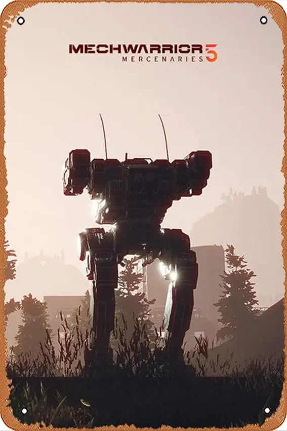 Wall Decor Sign - MechWarrior 5 Mercenaries Video Game Poster Vintage Metal Sign Poster Sign Garage Bar Wall Decor 8 × 12 i sign