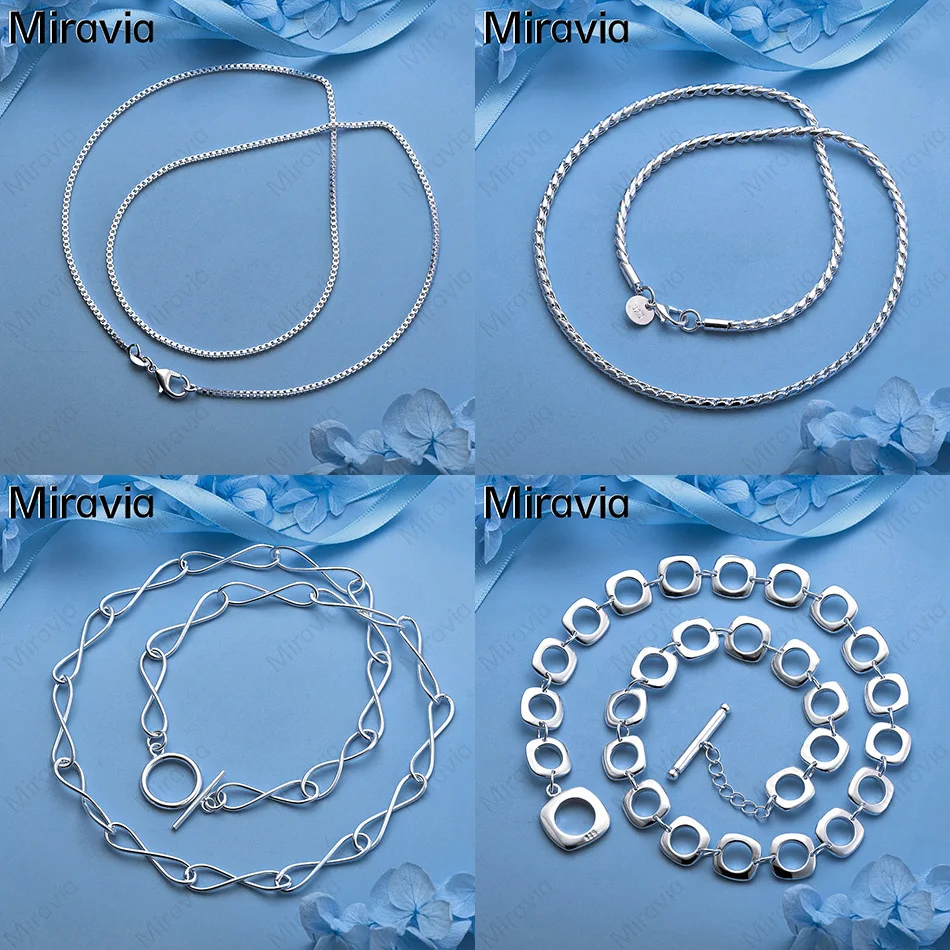 

Miravia 925 Sterling Silver Twisted Chain Necklace Elegant And Simple Unique Women'S Gift Jewelry