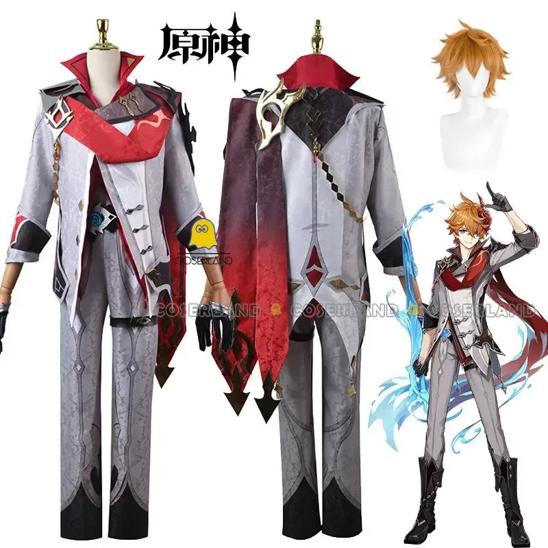 

Tartaglia Childe Cosplay Costume Wig Genshin Impact Grey Outfit Jacket Uniform Headwear Gloves Eleven Fatui Harbingers Men Women