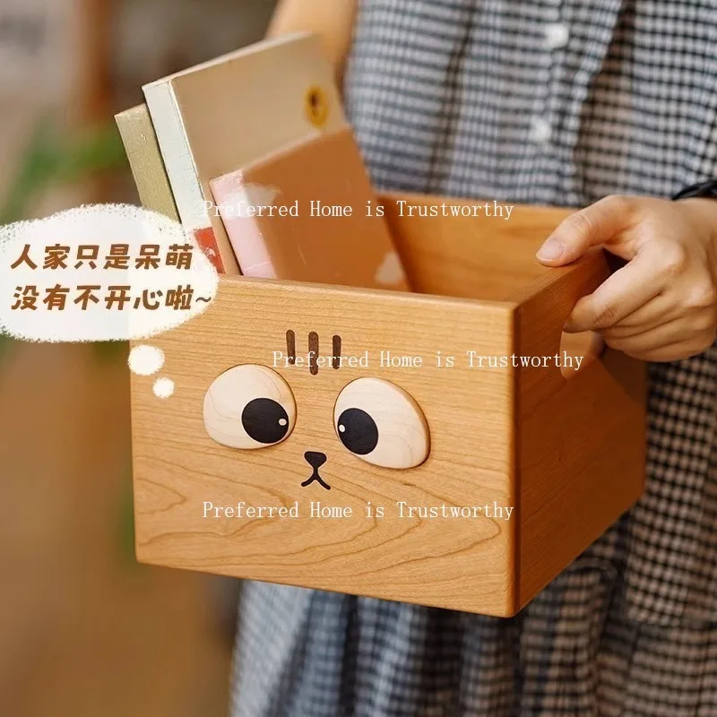 

Корзина для хранения кошек Lanhua/корзина для хранения из цельного дерева, настольная разная коробка, простота с героями мультфильмов
