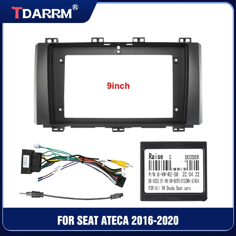 9 inch Car Fascia Frame For SEAT ATECA 2016-2020 Overall DVD Stereo Radio Dash Head Unit Navigation Panel Kit