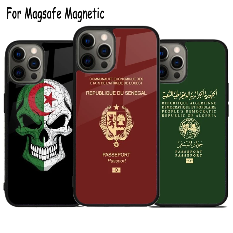 

Чехол для телефона Magsafe с беспроводной зарядкой для паспорта алжирского Алжира для iPhone 15, 16, 14, 13, 11, 12 Pro Max Plus, магнитный чехол