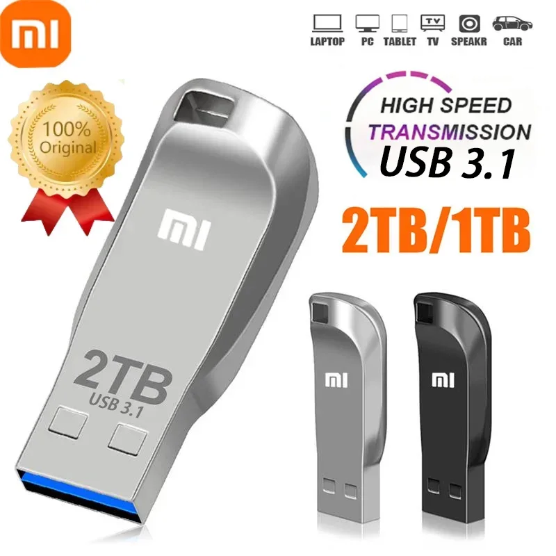 샤오미 USB 3.1 플래시 메탈 드라이브, 대용량 고속 전송 스토리지 펜 드라이브, 방수 U 디스크 메모리 스토리지, 2TB