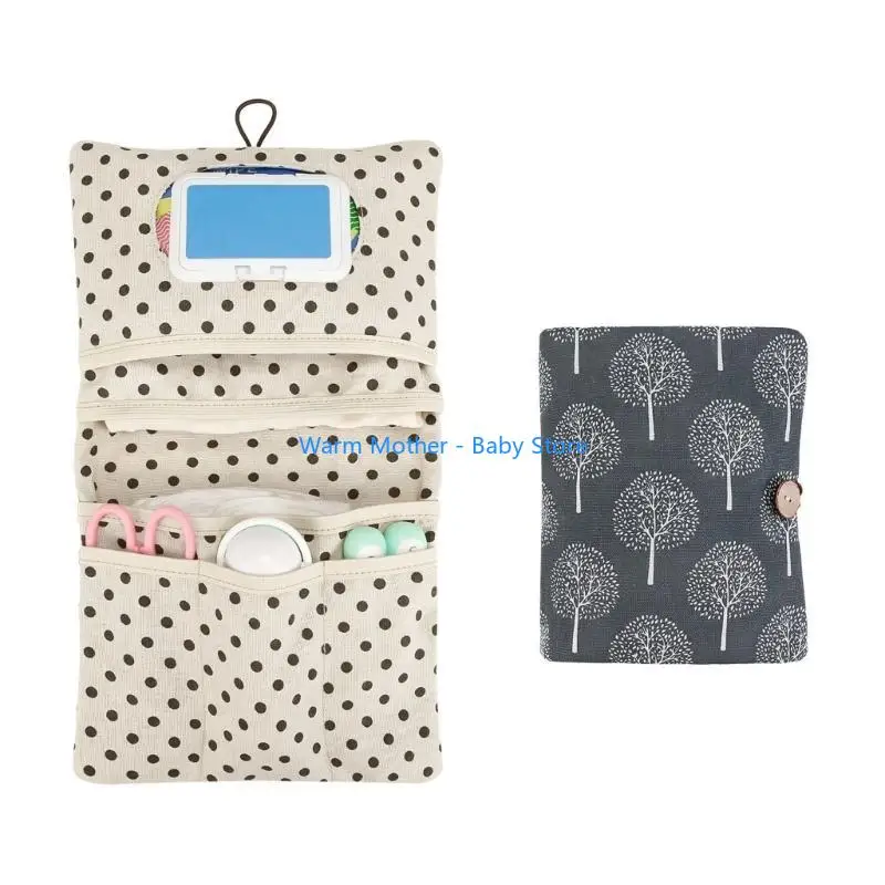 حقيبة سفر لحفاضات الأطفال حديثي الولادة بجانب السرير حقيبة معلقة لعبة رياض الأطفال مناديل داخلية منظم حقيبة التخزين 57QE #3