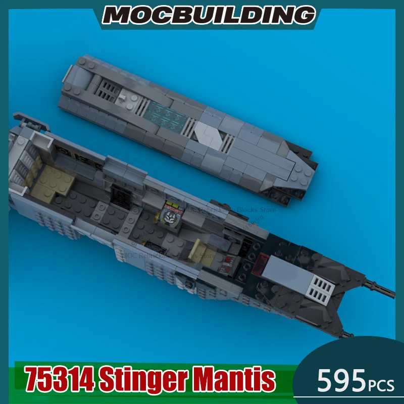 

Строительные блоки MOC, сделай сам, сборные кирпичи 75314, модель Stinger Mantis, космическая коллекция, дисплей, креативные рождественские игрушки, подарки, 595 шт.