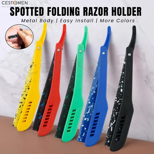 Nuevas maquinillas de afeitar plegables profesionales de camuflaje para hombres, herramientas de depilación para recortar barba, maquinilla de afeitar de seguridad para peluquero, soporte para cuchillos