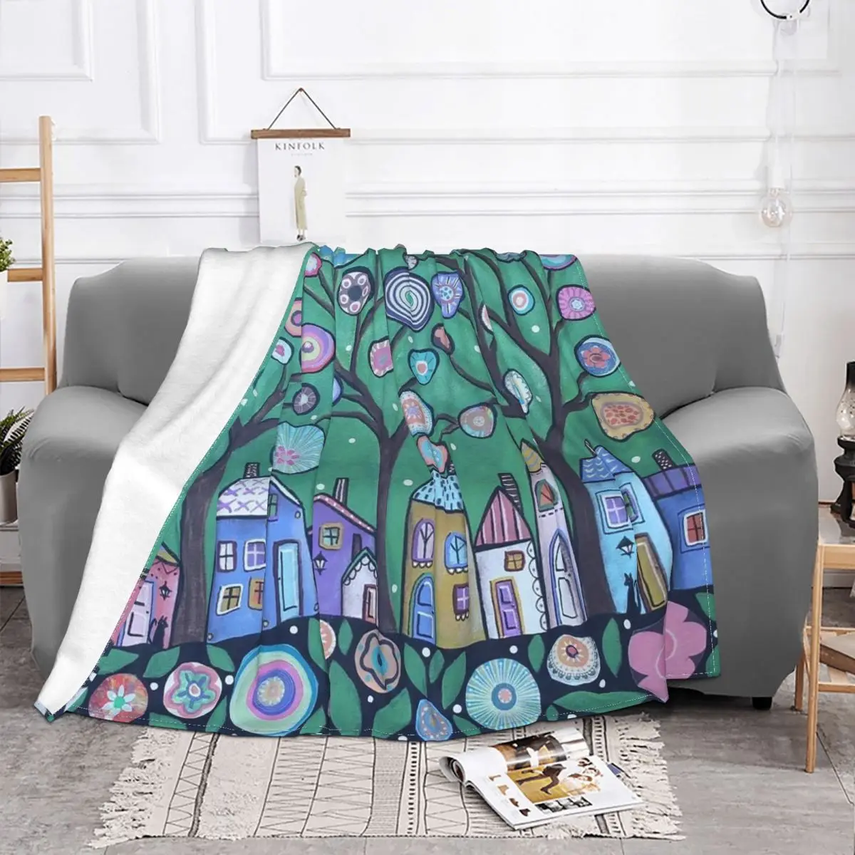 Spring Sky Karla Gerard Blanket Flannel All Season Multifunction Ultra-Soft Throw Blanket for Bed Bedroom Bedspread