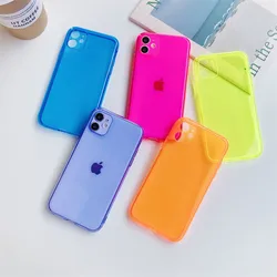 Custodia per telefono fluorescente trasparente morbida di lusso adatta per iPhone 15 14 13 12 Pro Max 11 XR XS 7 8Plus Cover in TPU moda Coque