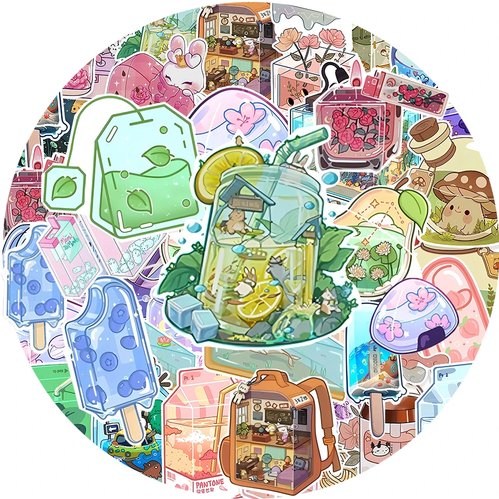 

10/20/40pcs INS Style Drink Aesthetic Cartoon Stickers Kid Decal Toy DIY Notebook Phone Phone Car Cute Graffiti Sticker for Gift