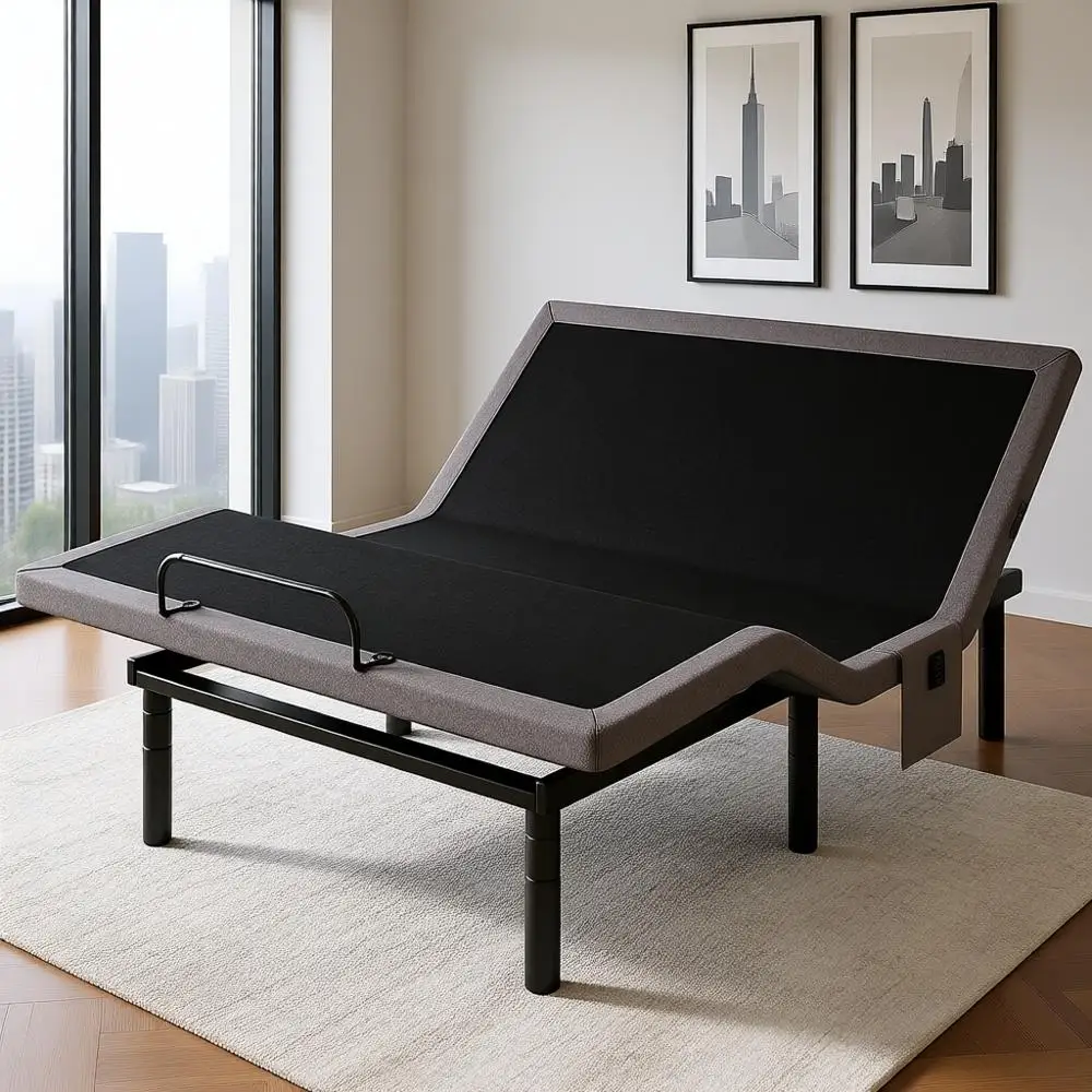 إطار سرير كهربائي قابل للتعديل بحجم كوين أمادا، تصفية صفر، وضع الجاذبية، إمالة الرأس/القدم، 4 منافذ USB، جهاز تحكم عن بعد لاسلكي، سهل