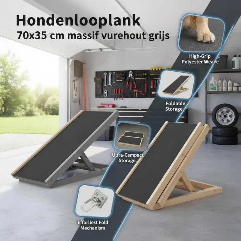 Immagine 5: Rampa per cani grigia 70x35 cm in legno di abete massiccio