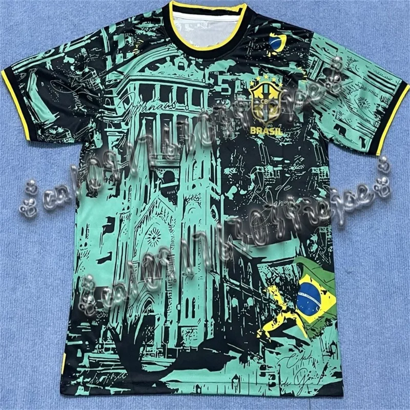

2025 Summer New men's T-shirt, Brazilian football shirt, City Edition training football shirt, breathable, lightweight, quick-dr
