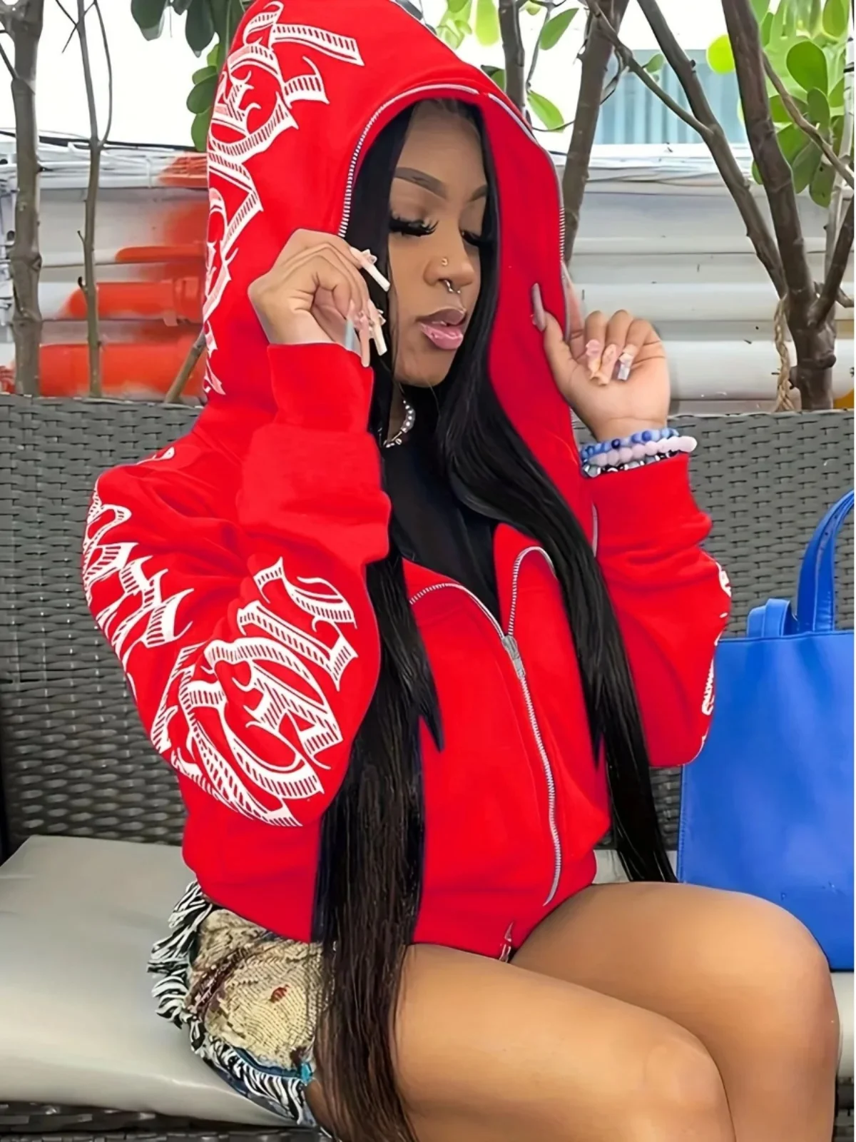 レディースプリントジッパー長袖パーカー快適ストリートスタイルカジュアルファッション中国ブランド春秋冬シーズン