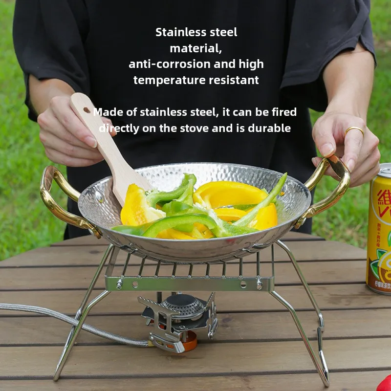 Outdoor Stove Holder Stainless Steel Lightweight Compact Portable Rack Strong Compatibility for Camping BBQ Picnics