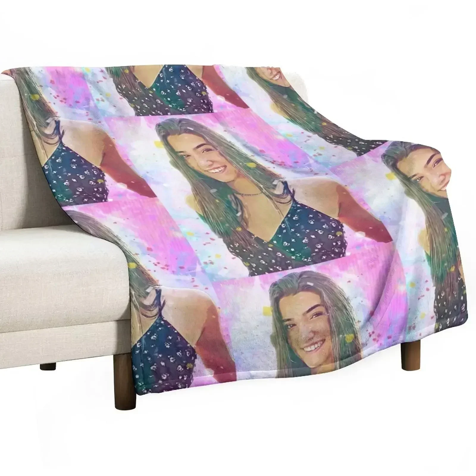 Holo Pastel Charli Damelio Digital Painting Throw Blanket Soft Plush Plaid Sofas Flannel Fabric Sofa Stuffeds bed plaid Blankets