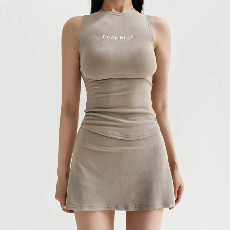 

Women's Co-ord Slinky Tank Top And Mini Skirt With Underpants Sporty Skirt SetSet