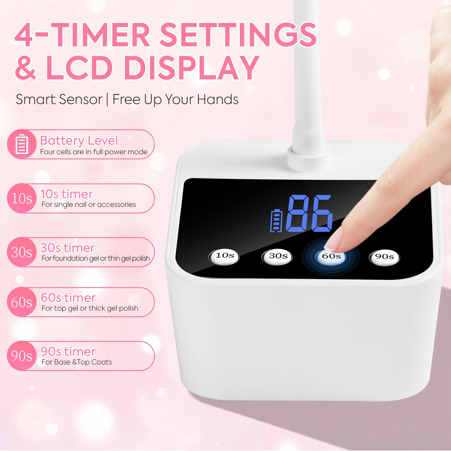DianaBeauty UV Led Nail Lamp Rechargeable Nail Dryer with 4 Timer Settings Auto Sensor Table Lamp for Nails Nail Salon Tools