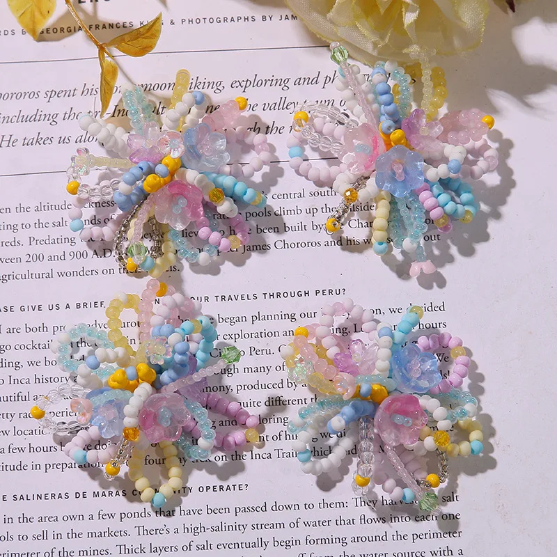 Shoe Charms 1 Piece Resin Beaded Pastel Flower Cluster Summer Handmade for Jelly Clog Sandals Princess Crystal Korean Style