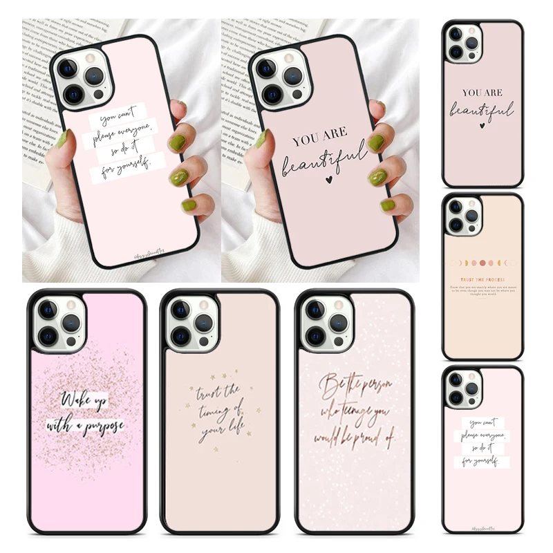 Simple English word phrase inspirational Phone Case for iPhone 16 15 SE2020 13 14 11 12 Mini Pro Max 6 7 8 Plus coque fundas