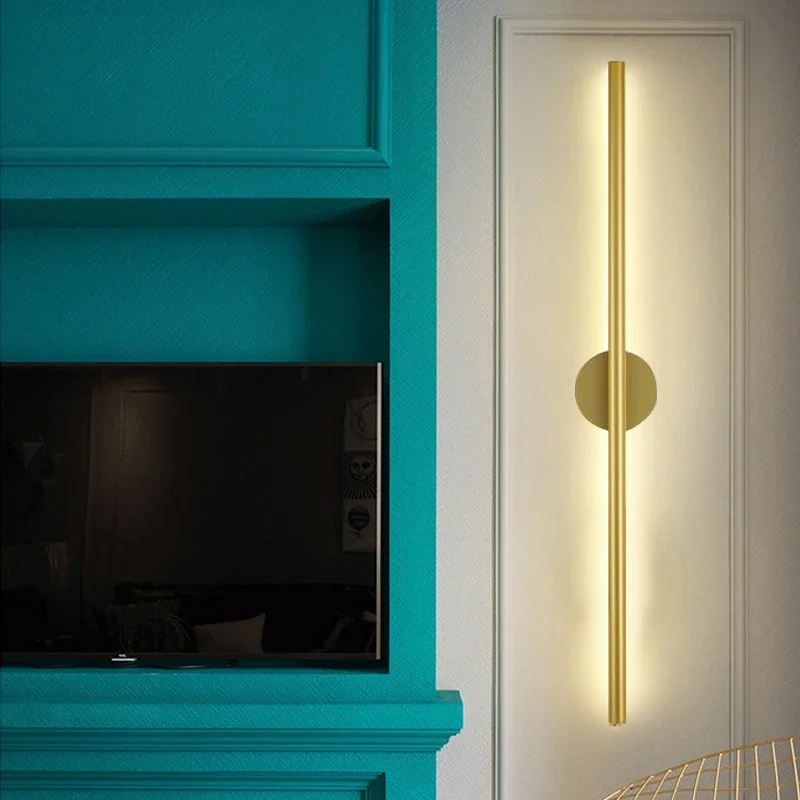 Imagem -04 - Modern Gold Led Wall Lamp Long Wall Light para Casa Quarto Escadas Sala de Estar Fundo do Sofá Decoração de Iluminação 100 cm 60cm