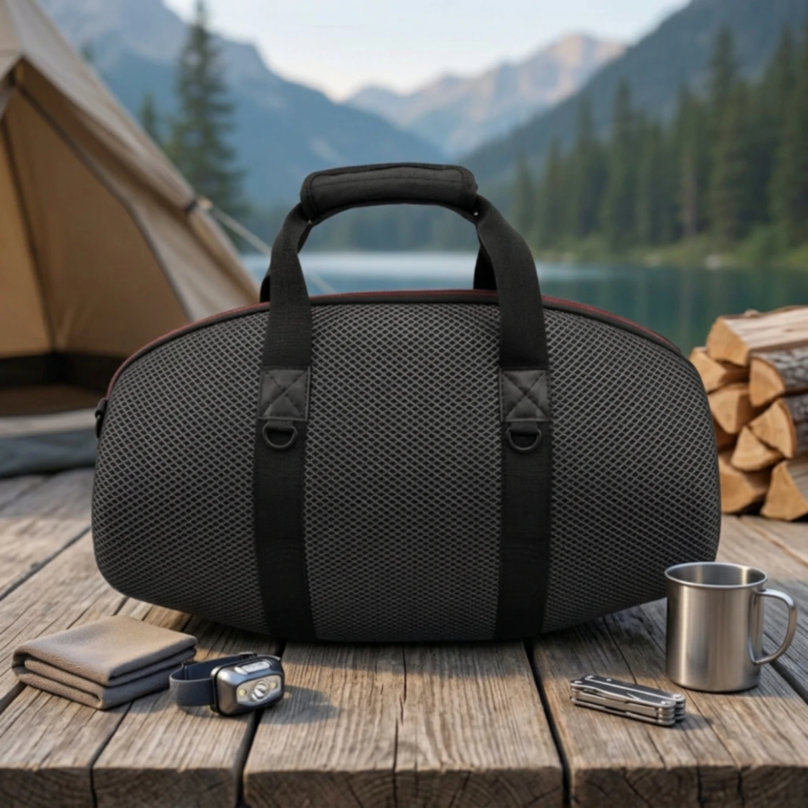 Speaker Bag with Shoulder Strap Shockproof Speaker Case with Accessory Pouch Adjustable Reinforced for Travelers