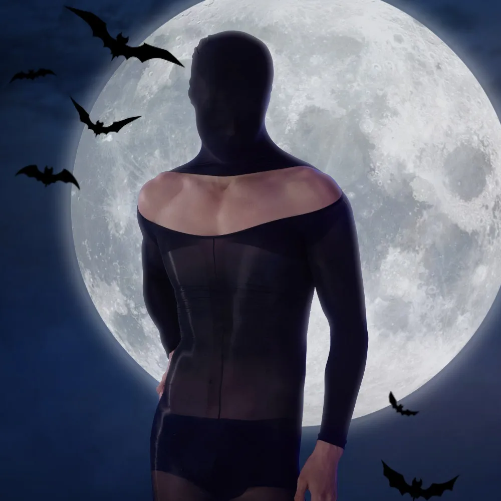 

Vigilanti Hooded Ultra-Shiny Men's Sheer Bodysuit