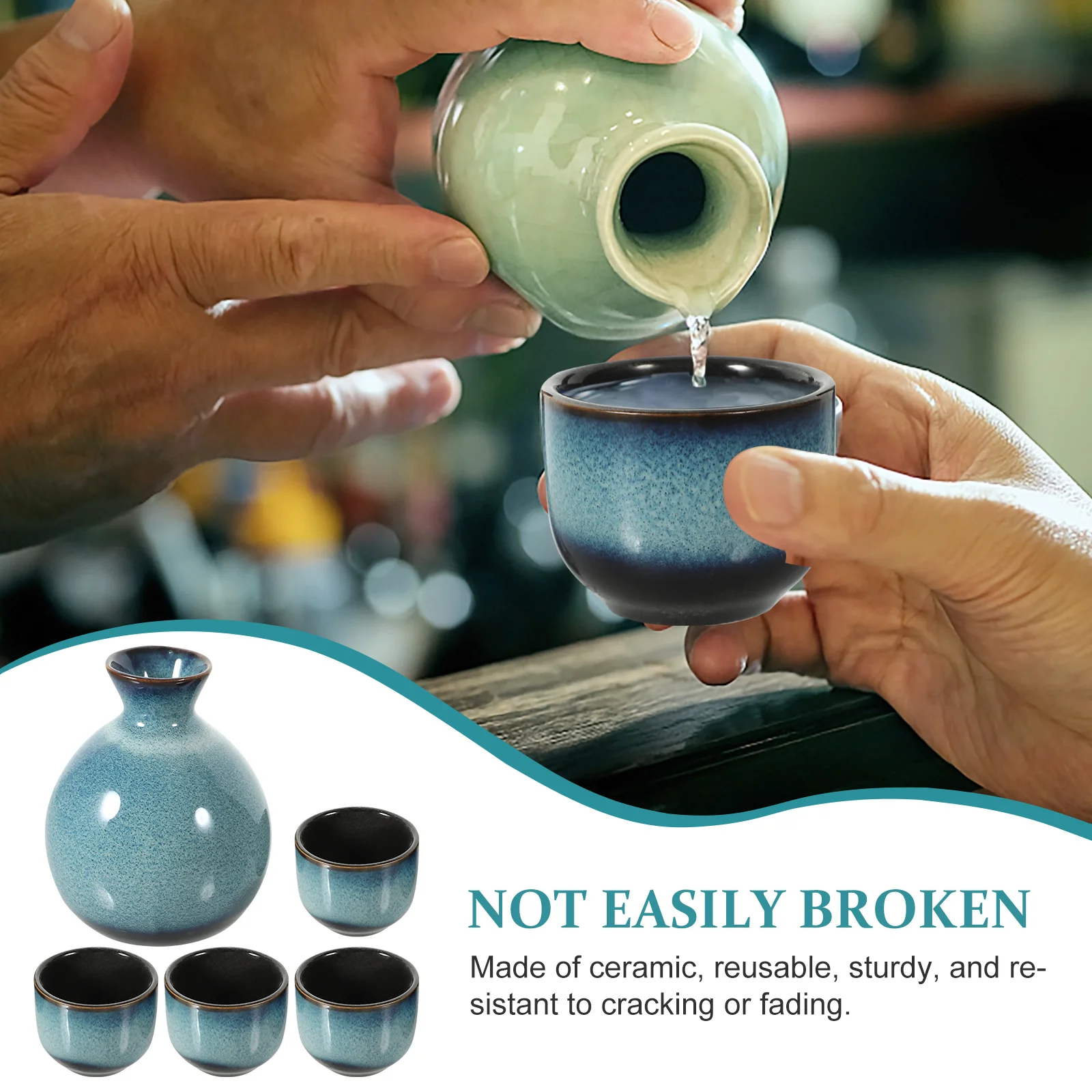 

1Set Exquisite Sake Cups and Pot Set Smooth Touch Low Water Absorption Retro Ceramic Sake Containers Simple Wine Cups