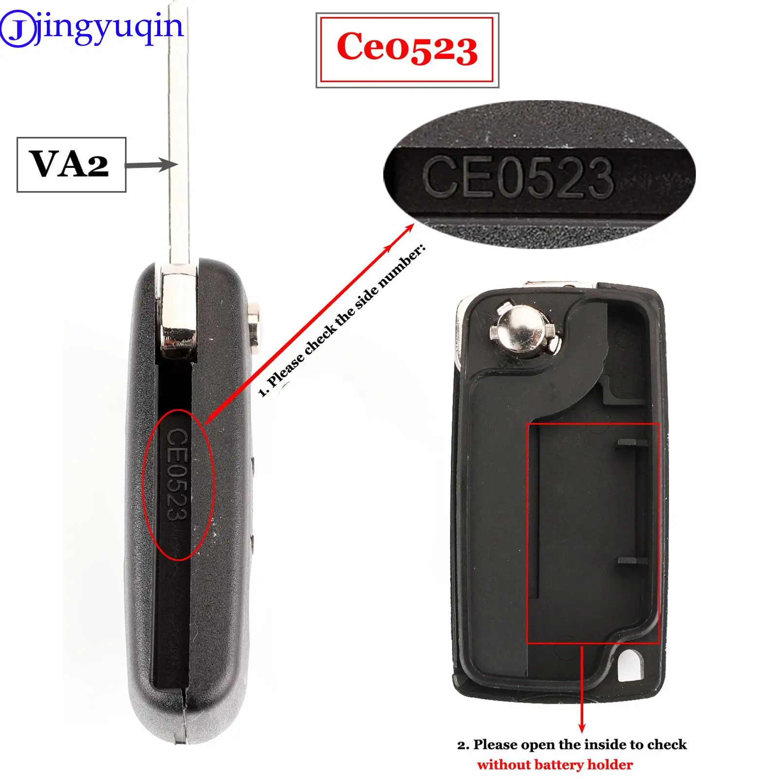 jingyuqin 4 Buttons Remote Flip Car Key Shell Case Fob  For Peugeot 1007 For Citroen C8 VA2/HU82 Blade CE0523