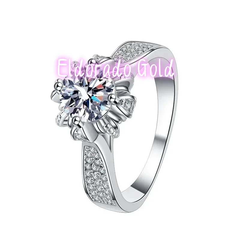 

Кольцо Eldorado Gold Moissanite 1Ct PT950 Platinum Crown Rose Fountain для женщин - Прозрачный муассанит