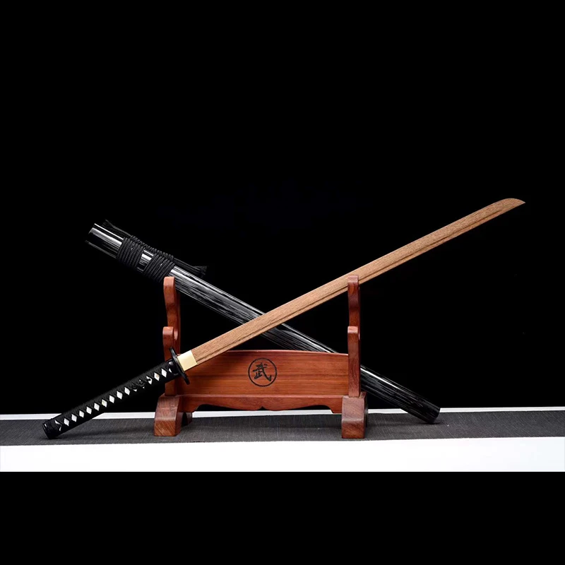 Custom-made Quality Iaito Training Sword, Type D Wooden Sword Handmade Japanese Ninja Katana Straight Blade Wood Saya Home Decor view 5