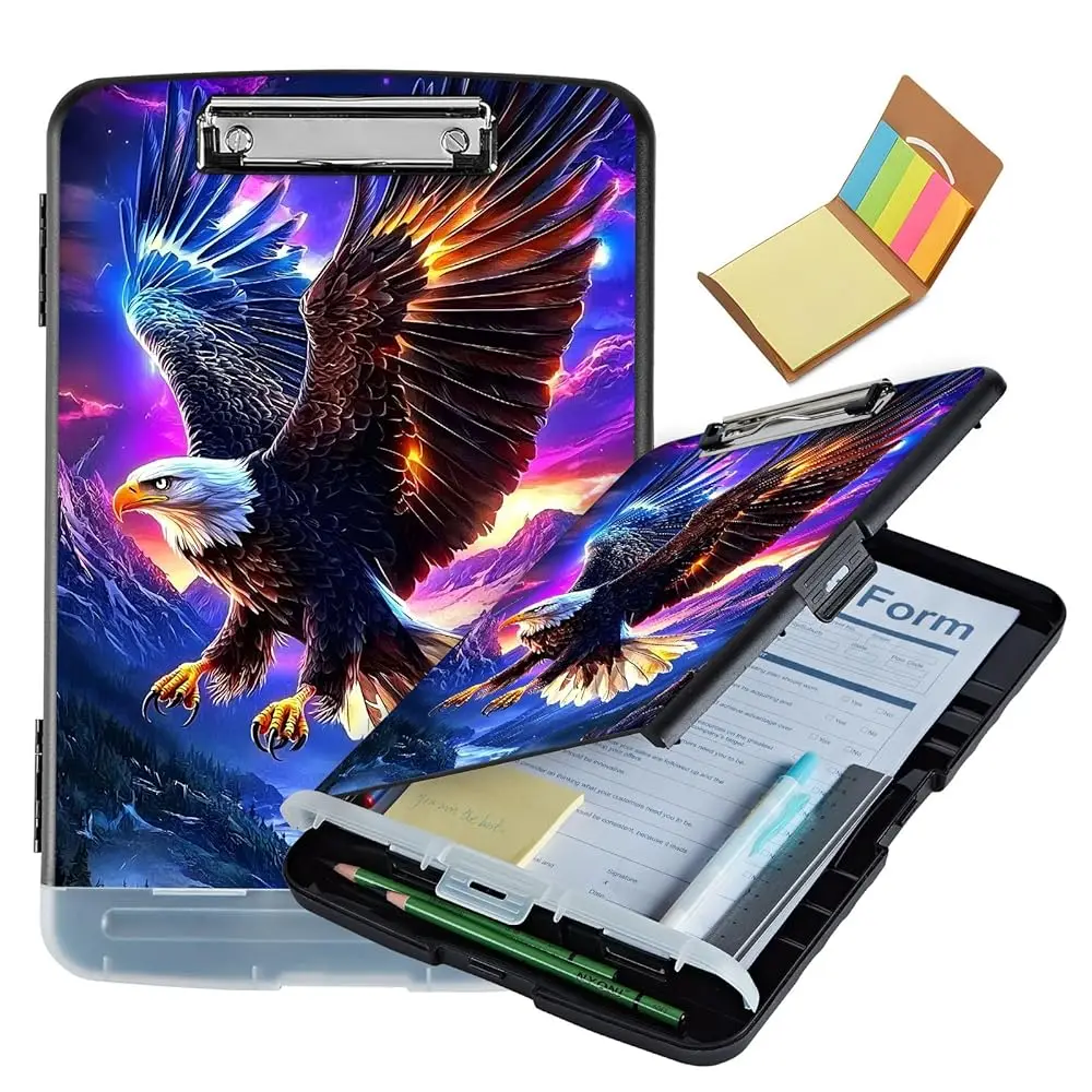 

Multipurpose Clipboard with Storage Pattern (Majestic Eagle) Design Heavy Duty Legal Size Enclosed clipboard with Storage, Id