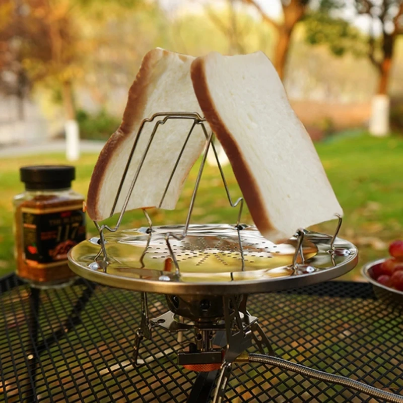 Tostadora portátil Simple de acero inoxidable, parrilla de estufa multiusos plegable para acampar al aire libre