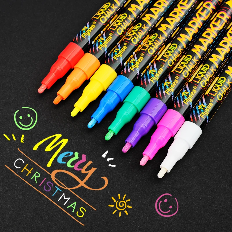12/8 Color Liquid Chalk Markers for Blackboards - 1.0mm Bold Color Dry-Erase Markers, Bright and Erasable, Suitable for Whiteboards, Blackboard Signs, Windows, Blackboards, Glass, and Erasable Car Window Markers