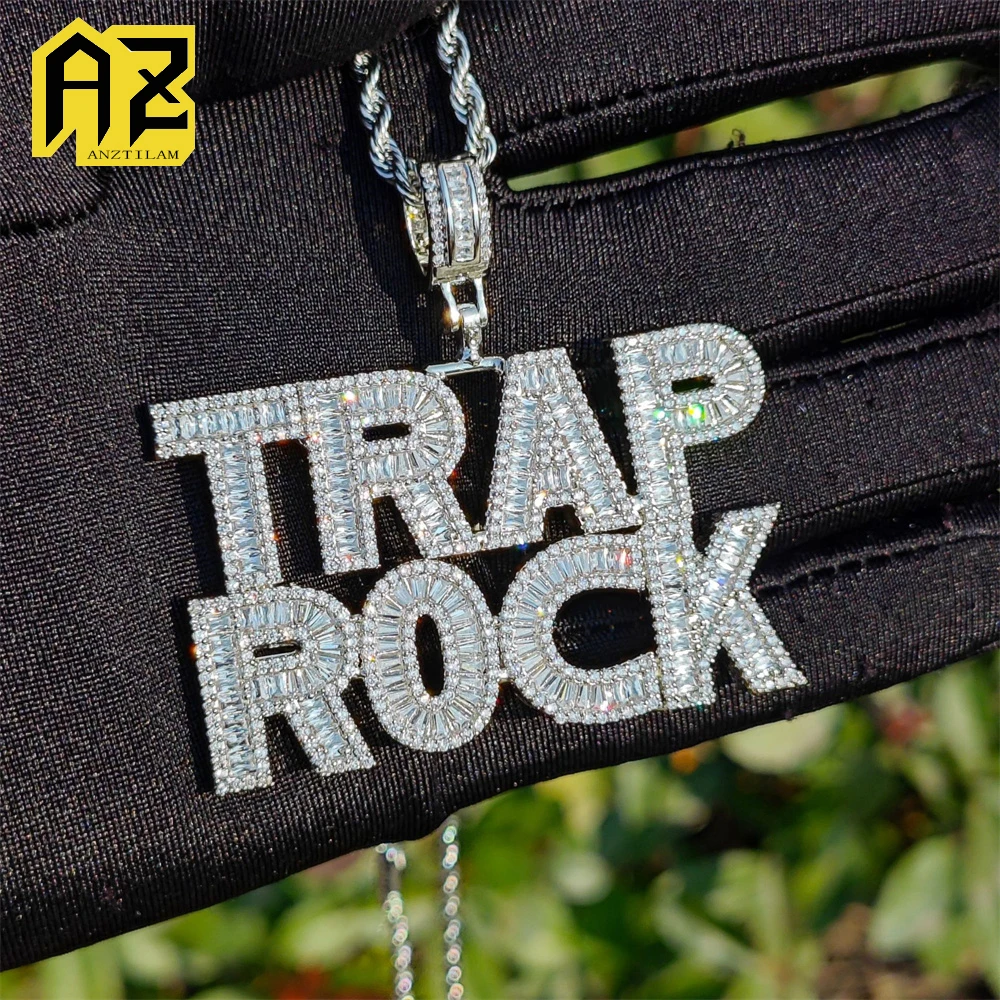 

Anztilam Customized Letters Money Bag Iced Out Pendant Necklace with Long Link Rope Chain Necklaces for Women Men Jewelry