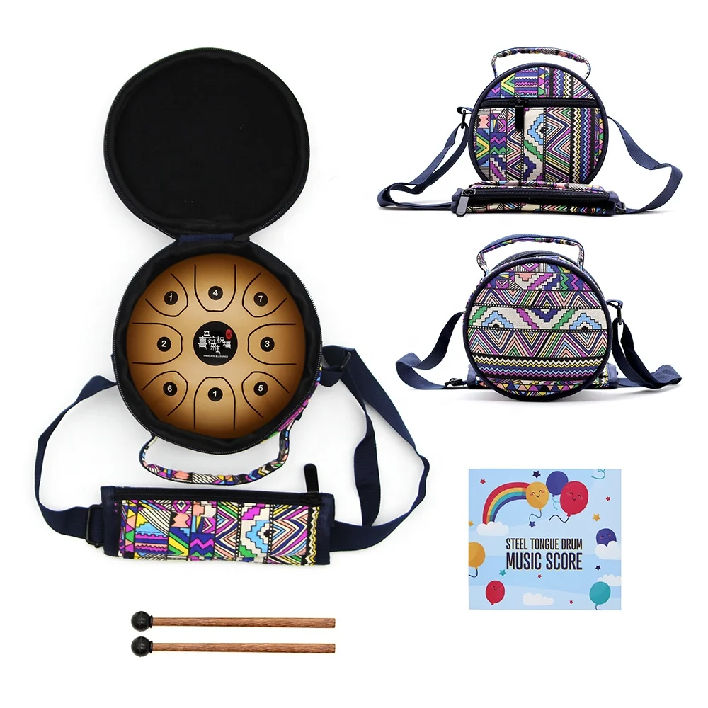 magic color 5.5" steel tongue drum  handpan with free case and mallets