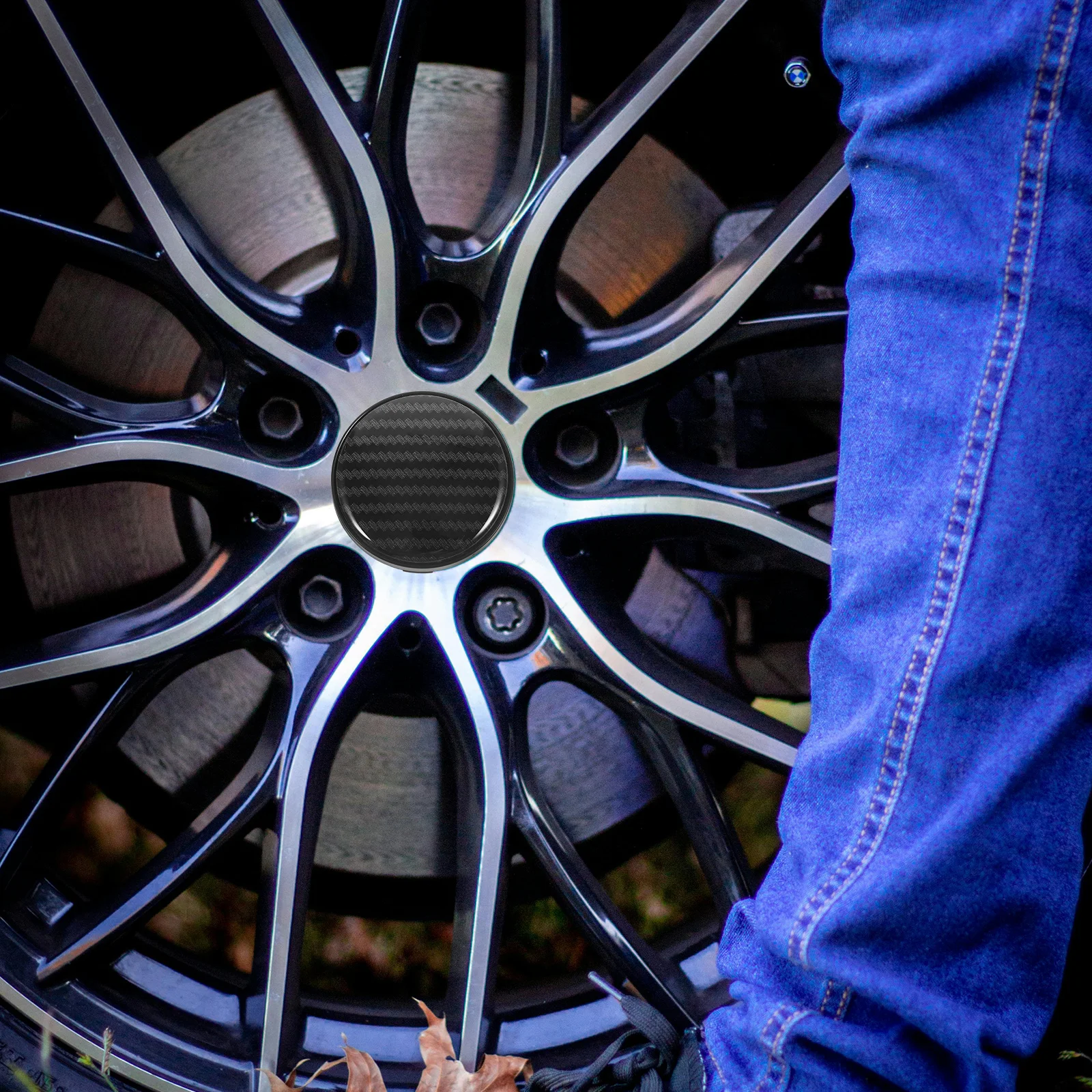 

Wheel Center Cap Carbon Fiber Pattern Durable ABS Aluminum 60mm Dirtproof Hub Cover Auto Rim Tire Hubcaps Car Modification