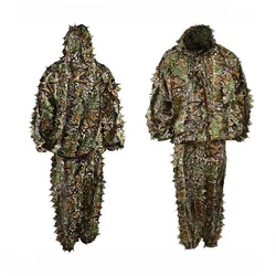 Ghillie Suit Men Women Bionic Camouflage Robe Outdoor Hunting Birdwatch Polyester Clothing Training Combat Clothes Set