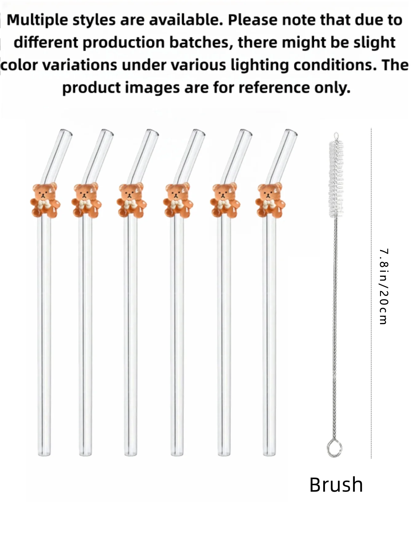 1/5/7 قطعة مجموعة قش الدب الزجاجي، شفاطات منحنية قابلة لإعادة الاستخدام لشاي الحليب والكوكتيلات والمشروبات المثلجة، هدية تاريخ متجر الحلوى المريحة #6