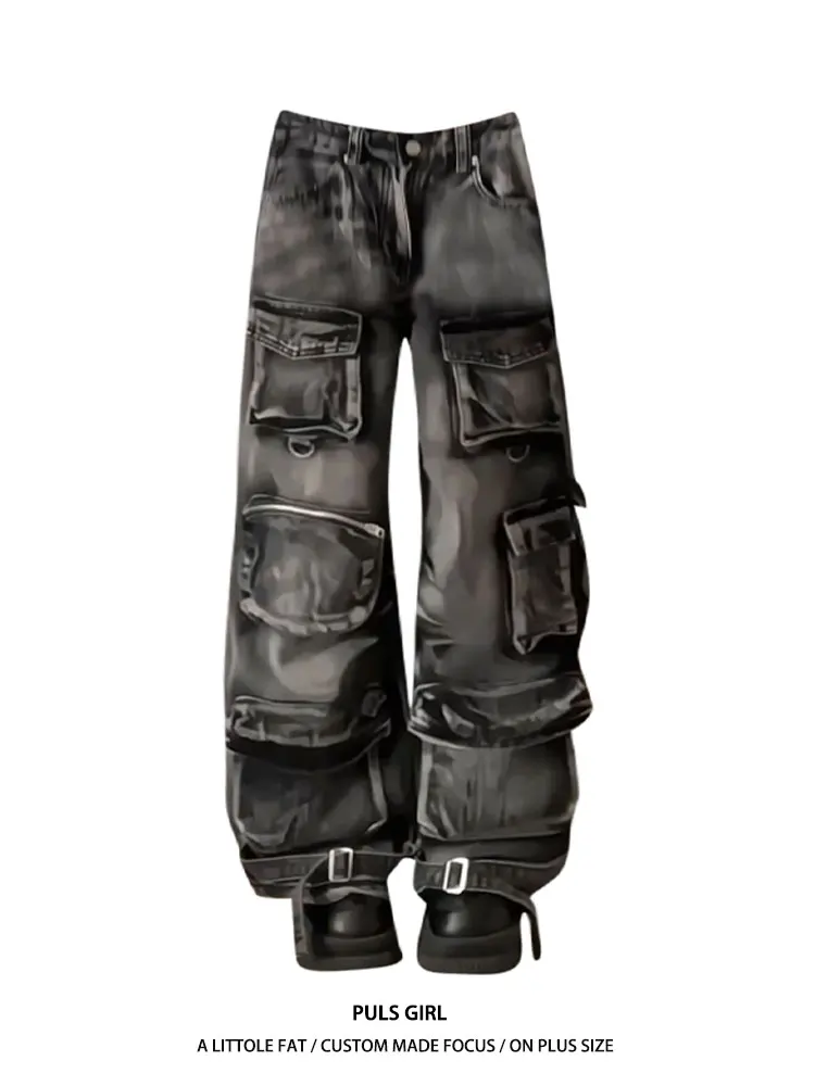 

Женские джинсы в стиле ретро, больших размеров, с эффектом сильной потертости, широкие, в пол, повседневные брюки с высокой талией и карманами