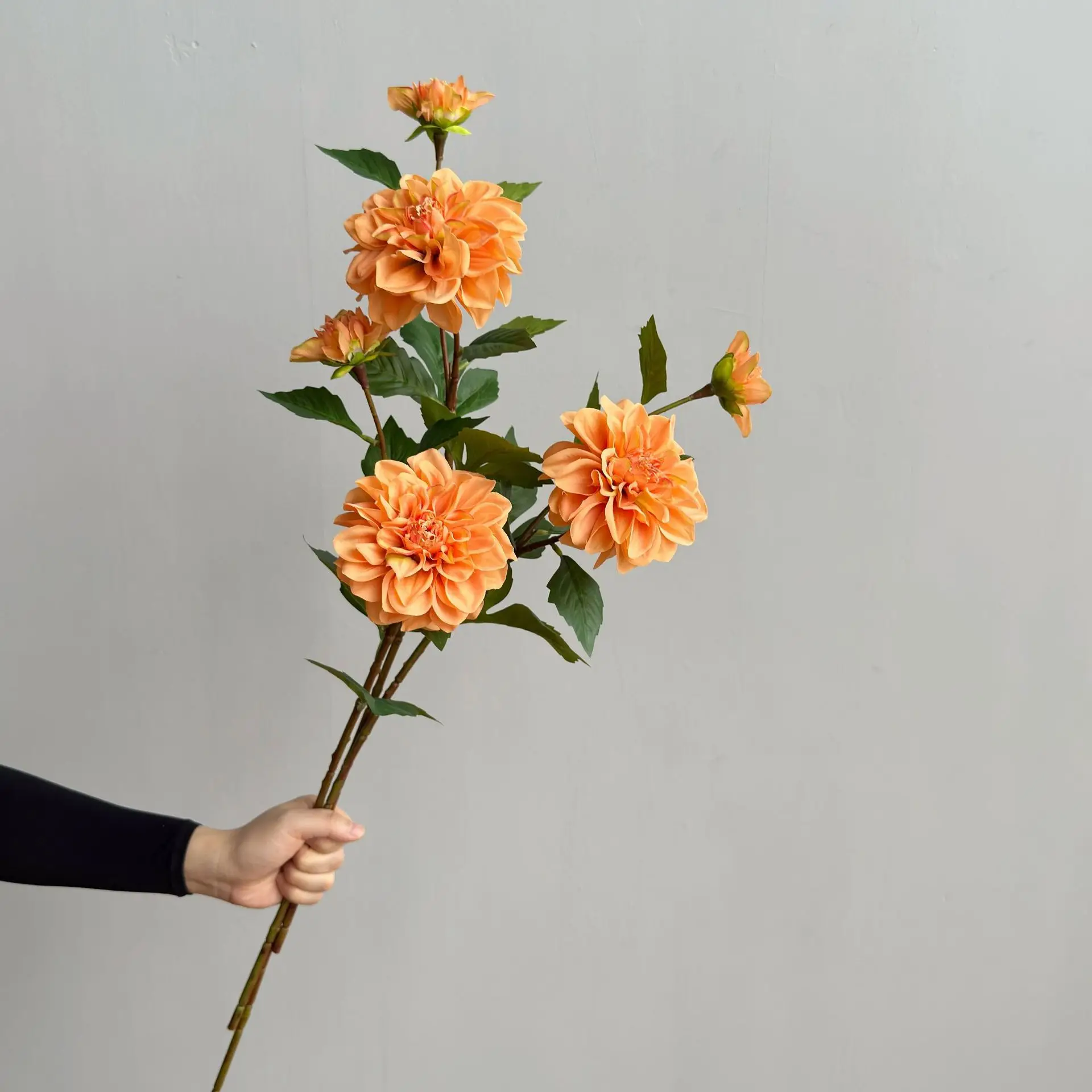 3-teiliges Set mit 2-köpfigen, feuchtigkeitsspendenden Dahlien, künstliche Blumen für die Heimdekoration, künstliche Dahlien, DIY-Brautstrauß, Hochzeitstisch-Blumendekoration – Detail 14
