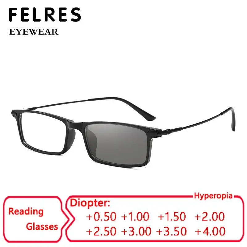 Small Memory TR90 Rectangle Transition Photochromic Reading Glasses Men Women Color Changing Presbyopic Optical Readers +1.0 1.5