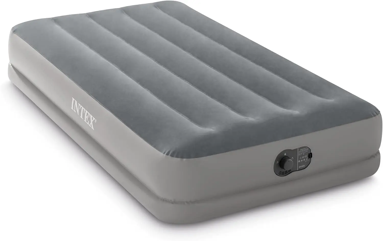 

Intex 64112E Dura-Beam Standard Prestige Air Mattress: Fiber-Tech – Twin Size – Built-in USB Electric Pump – 12in Bed Height