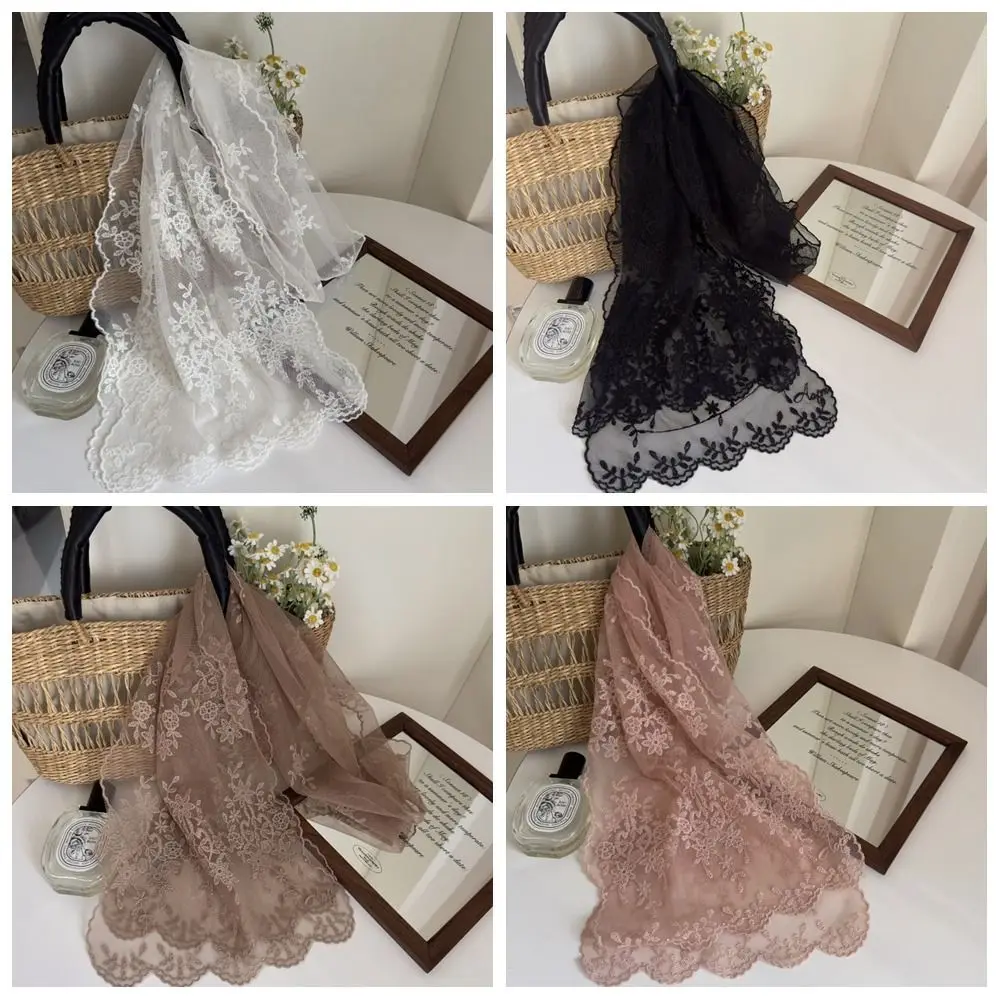 

Fashion Ribbon Lace Embroidery Scarf Retro Thin Long Scarves Dressing Decoration Hair Accessories Flower Scarf Dress Decor