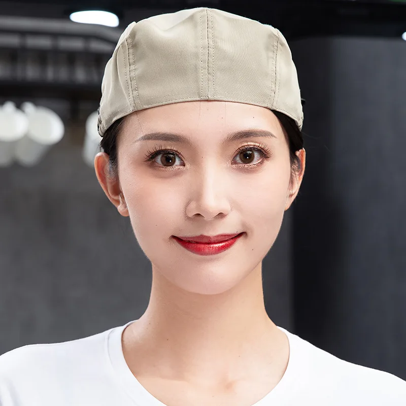 C857 Chef Hat Men and Women Summer Breathable Beret Kitchen Hotpot Restaurant Cloth Hat Waiter Working Cap