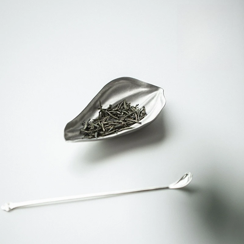 

Handmade tin lotus tea teaspoon, tea ceremony accessories